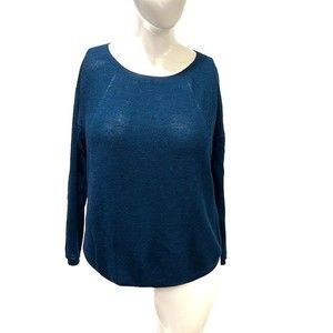 Eileen Fisher teal royal alpaca light weight sweater size XL